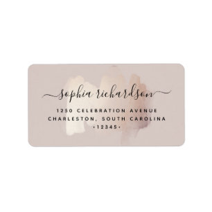 Étiquette Chic Brush Stroke Faux Rose Gold on Neutral Rose