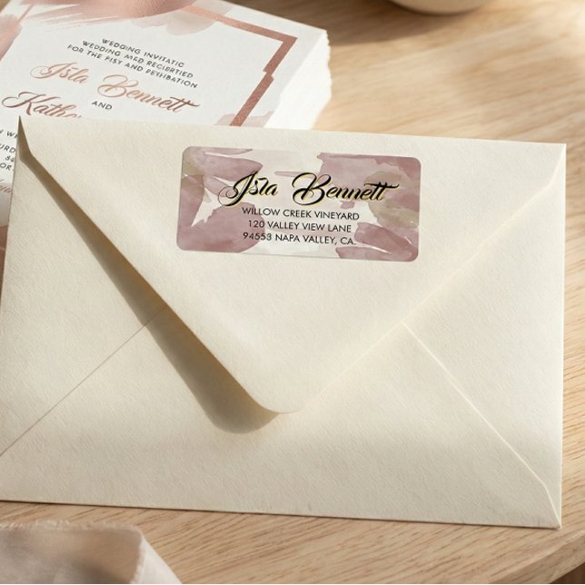 Étiquette Chic Brush Stroke | Faux Rose Gold on White Label (Créateur téléchargé)