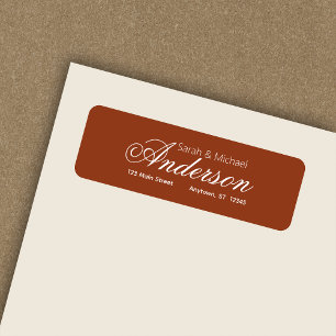Étiquette Chic Calligraphic Script Terracotta Adresse de ret