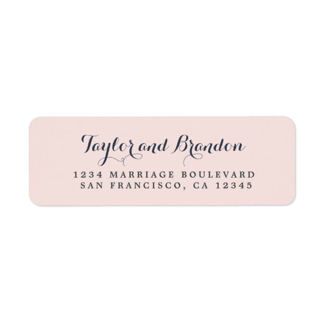Étiquette Chic Calligraphie Noms Mariage Adresse de retour (Devant)