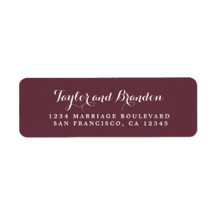 Étiquette Chic Calligraphie Noms Mariage Adresse de retour