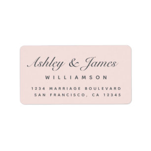 Étiquette Chic Calligraphie Noms Pastel Rose Adresse de reto