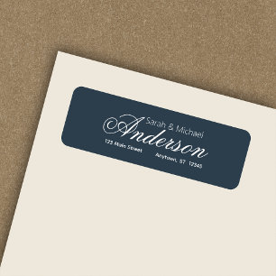 Étiquette Chic Calligraphie Script Indigo Blue Adresse de re