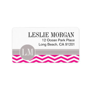 Étiquette Chic Chevron Monogramme fuschia