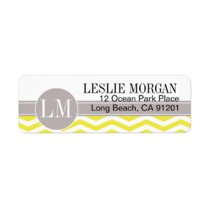 Étiquette Chic Chevron Monogramme jaune