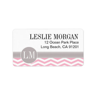 Étiquette Chic Chevron Monogramme   rose