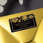 Étiquette Chic Christmas Snowflake Black Gold Adresse de ret<br><div class="desc">Étiquette d'adresse de retour de Noël d'entreprise chic écrite dans un élégant script d'or sous une belle bordure de flocons de neige tombant sur un étiquette de vacances noir moderne. Parfait pour une entreprise familiale ou professionnelle.</div>