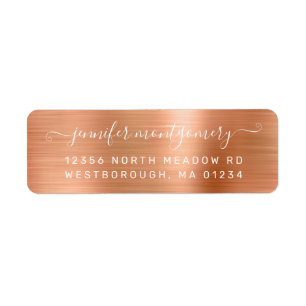 Étiquette Chic Copper Brushed Metal Return Address Label