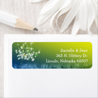 Étiquette Chic Dandelion Green Mariage Adresse de retour
