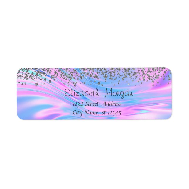 Étiquette Chic Diamants Argent Holographique  (Devant)