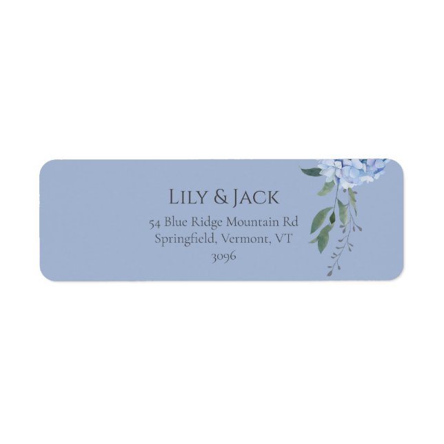 Étiquette Chic Dusty Blue Hydrangea Floral Adresse de retour (Devant)