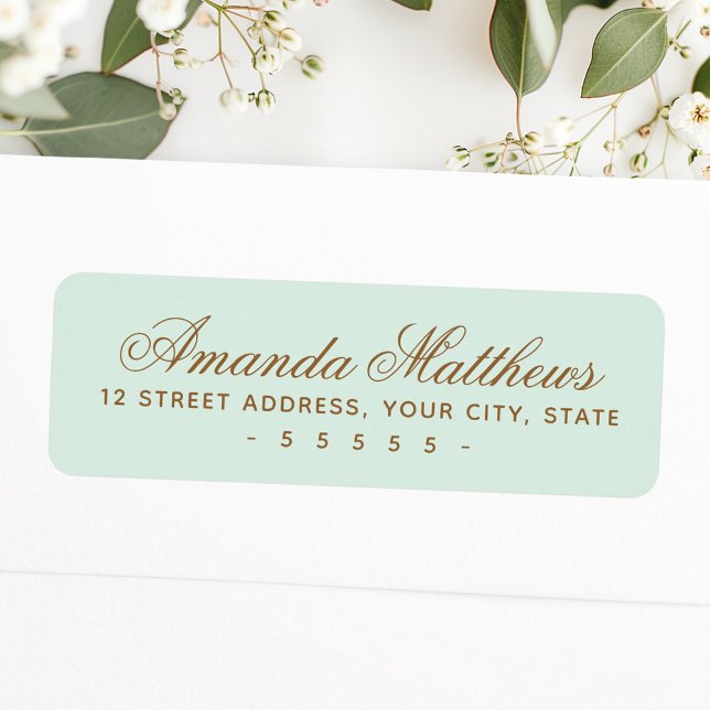 Étiquette Chic écriture calligraphique verte menthe tendance (Chic trendy mint green calligraphy script address label)