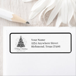 Étiquette Chic Elegant Black White Christmas Mail Return