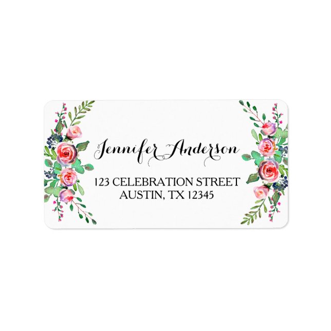 Étiquette Chic Elegant Floral Rose Wedding RSVP (Devant)