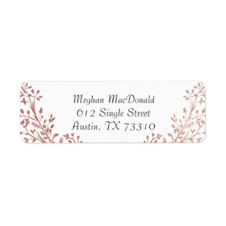 Étiquette Chic et élégant Rose Gold Floral Adresse de retour