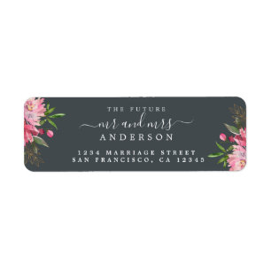 Étiquette Chic Floral Future M. Mme Mariage Retour Adresse