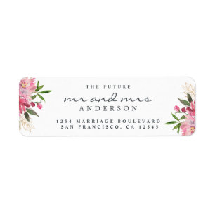 Étiquette Chic Floral Future M. Mme Mariage Retour Adresse