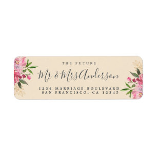 Étiquette Chic Floral Future M. Mme Mariage Retour Adresse