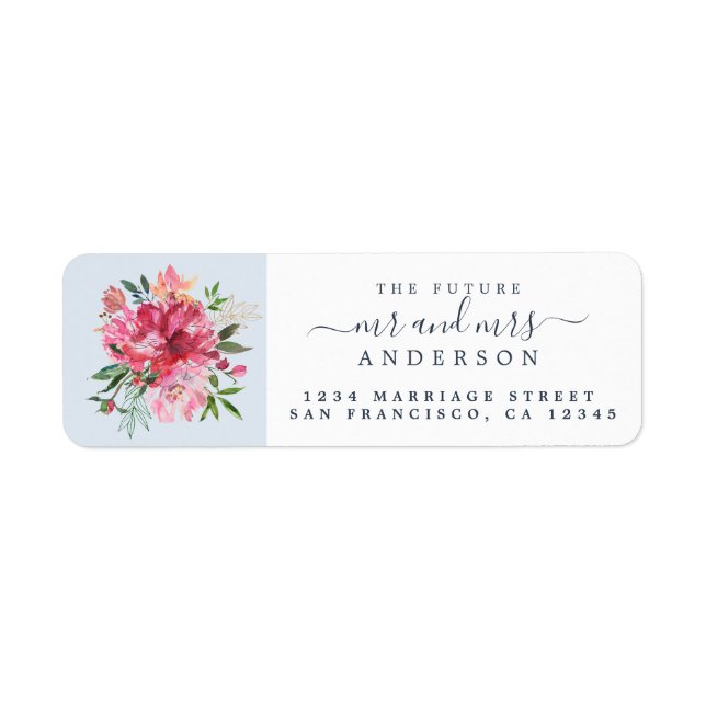 Étiquette Chic Floral M. Mme Monogram Mariage Adresse de ret (Devant)