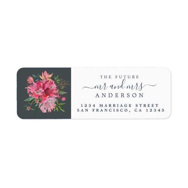 Étiquette Chic Floral M. Mme Monogram Mariage Adresse de ret (Devant)