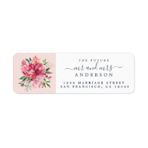 Étiquette Chic Floral M. Mme Monogram Mariage Adresse de ret