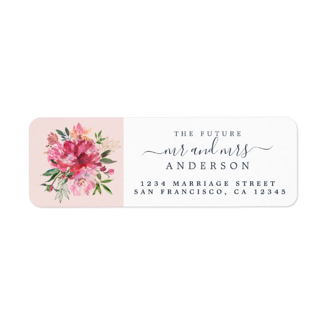 Étiquette Chic Floral M. Mme Monogram Mariage Adresse de ret (Devant)