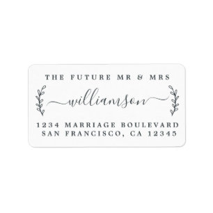 Étiquette Chic Foliage Future M. Mme Mariage Retour Adresse