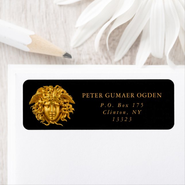 Étiquette Chic Français Fine Art Haute Couture Medusa Masque (En situation)