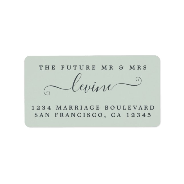 Étiquette Chic Future M. Mme Green Mariage Retour Adresse (Devant)