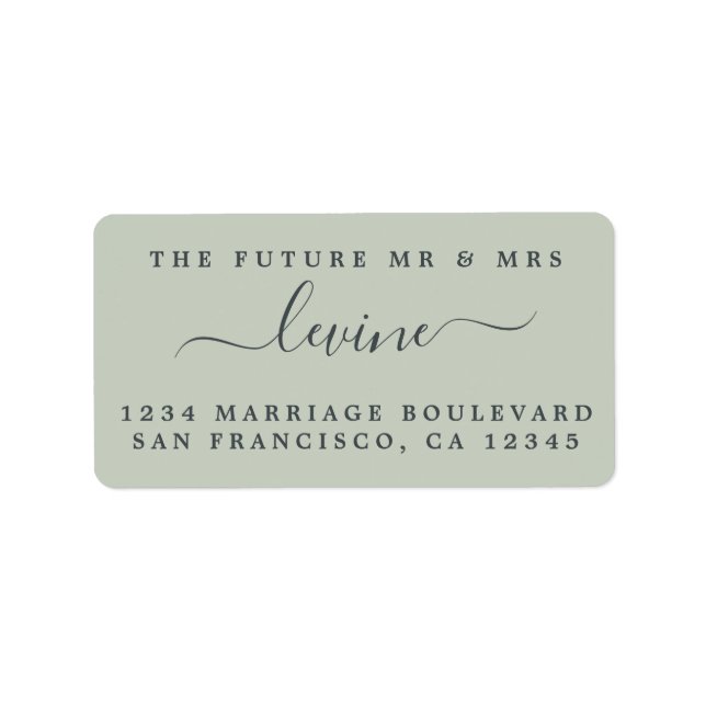 Étiquette Chic Future M. Mme Green Mariage Retour Adresse (Devant)