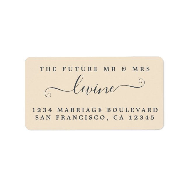 Étiquette Chic Future M. Mme Ivory Mariage Retour Adresse (Devant)