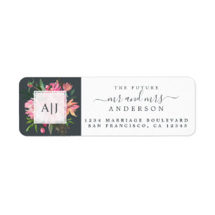 Étiquette Chic Future M. Mme Monogram Mariage Retour Adresse