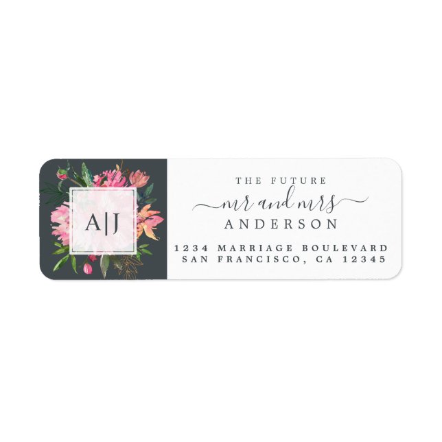 Étiquette Chic Future M. Mme Monogram Mariage Retour Adresse (Devant)