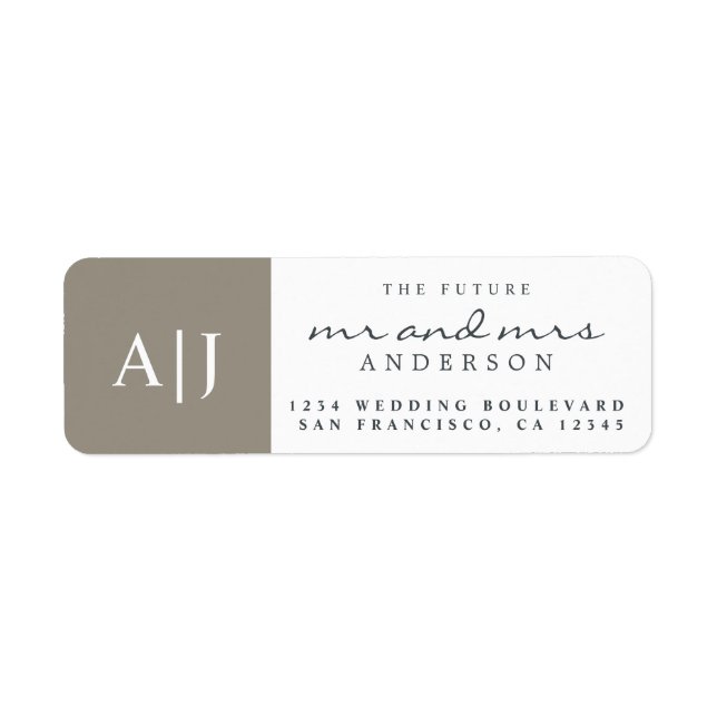 Étiquette Chic Future M. Mme Monogram Mariage Retour Adresse (Devant)