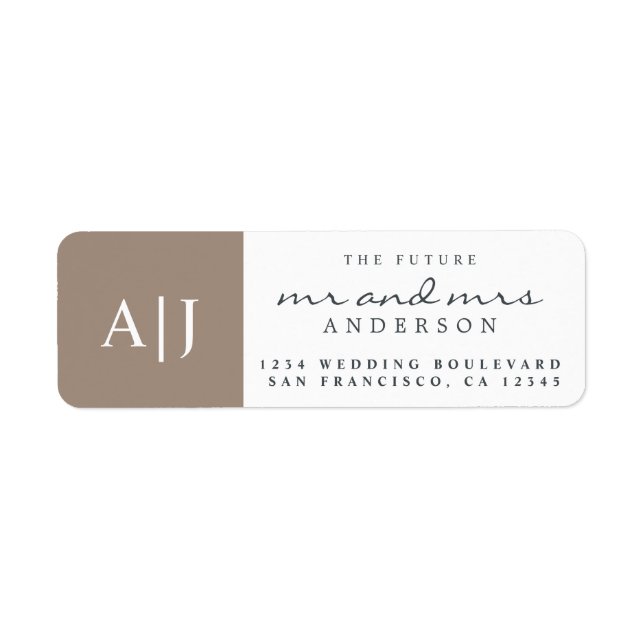 Étiquette Chic Future M. Mme Monogram Mariage Retour Adresse (Devant)