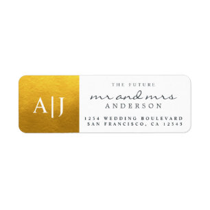 Étiquette Chic Future M. Mme Monogram Mariage Retour Adresse