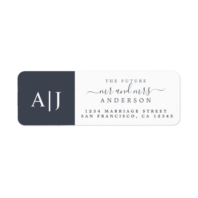 Étiquette Chic Future M. Mme Monogram Mariage Retour Adresse (Devant)