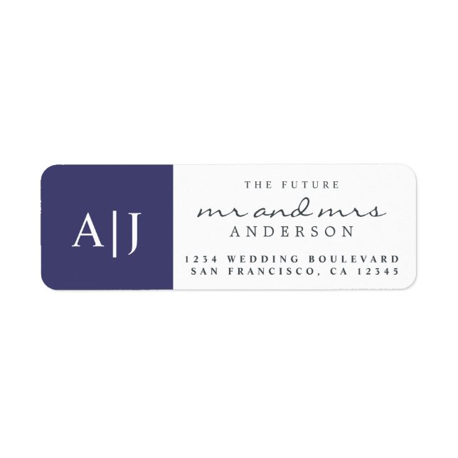 Étiquette Chic Future M. Mme Monogram Mariage Retour Adresse (Devant)