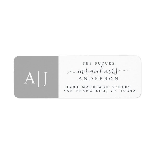 Étiquette Chic Future M. Mme Monogram Mariage Retour Adresse (Devant)