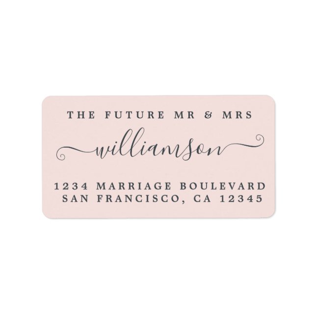 Étiquette Chic Future M. Mme Pink Mariage Retour Adresse (Devant)
