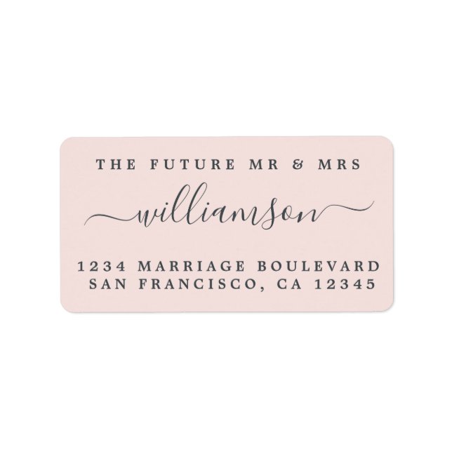 Étiquette Chic Future M. Mme Pink Mariage Retour Adresse (Devant)