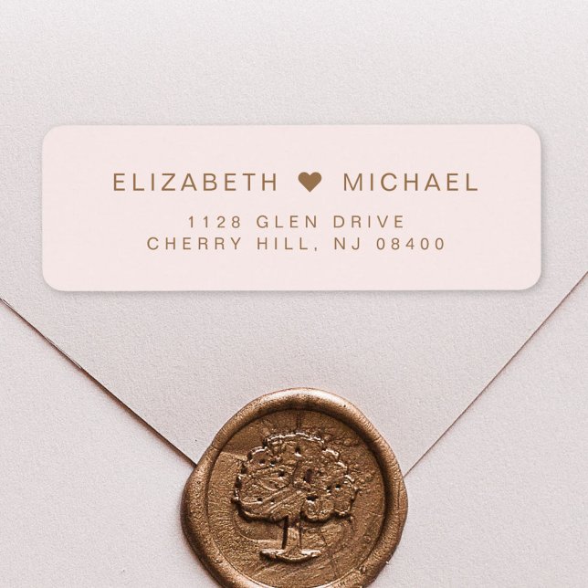Étiquette Chic Gold Monogram rose Mariage Adresse de retour (Créateur téléchargé)
