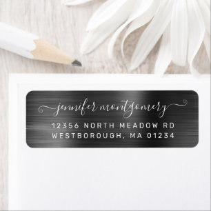 Étiquette Chic Gray Brushed Metal Return Address Label