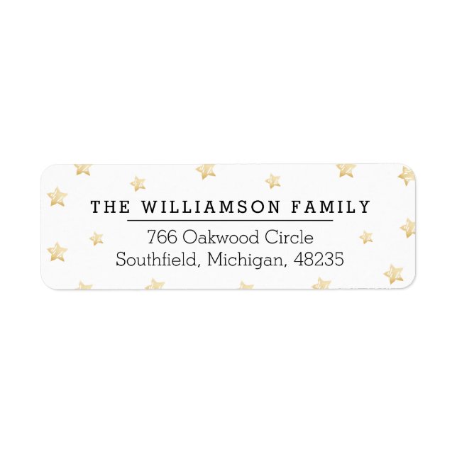 Étiquette Chic Magic Gold & Black Starry Motif de nuit (Devant)