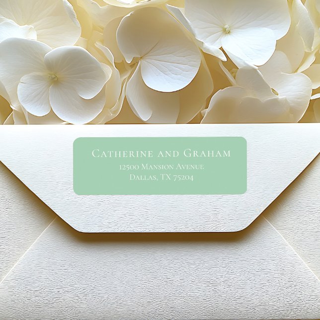 Étiquette Chic Mint Vert Mariage Blanc Adresse de retour (Créateur téléchargé)
