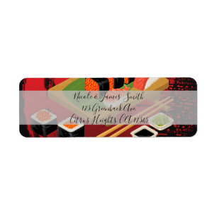 Étiquette Chic Modern Elegant Black & Red Sushi Party Event