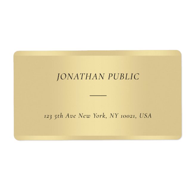 Étiquette Chic moderne Cursive Police Modèle Gold Livraison (Devant)