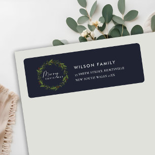 ÉTIQUETTE CHIC NAVY HOLLY BERRY WREATH ADRESSE DE NOËL