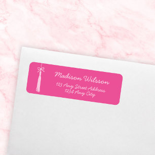 Étiquette Chic Pink Grad Tassel & Bow 2025 Graduation