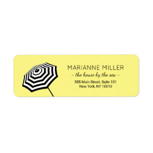 Étiquette Chic Plage rayé Parapluie Logo Jaune